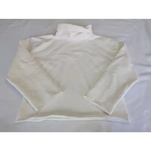Emerson Fry Sweatshirt Raw Edge White Turtleneck XS Minimalist Crop Luxe Top - Picture 2 of 10
